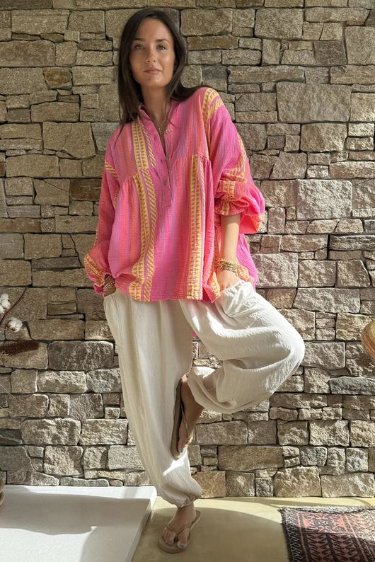 Peruvia Pillow Cotton Nero Smock Top Pink /17=